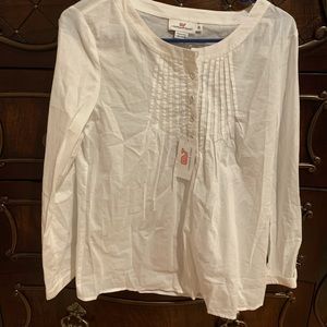 Vineyard Vines White Pleated Popover Top (New) XS